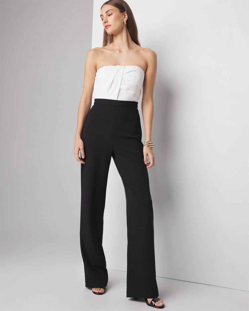 Jumpsuit white top black bottom on sale